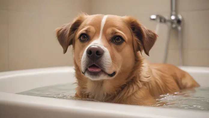 Pregnant shops dog bath